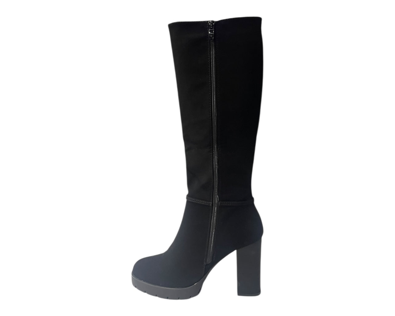 Block Heels Zip Diamante Knee High Boots