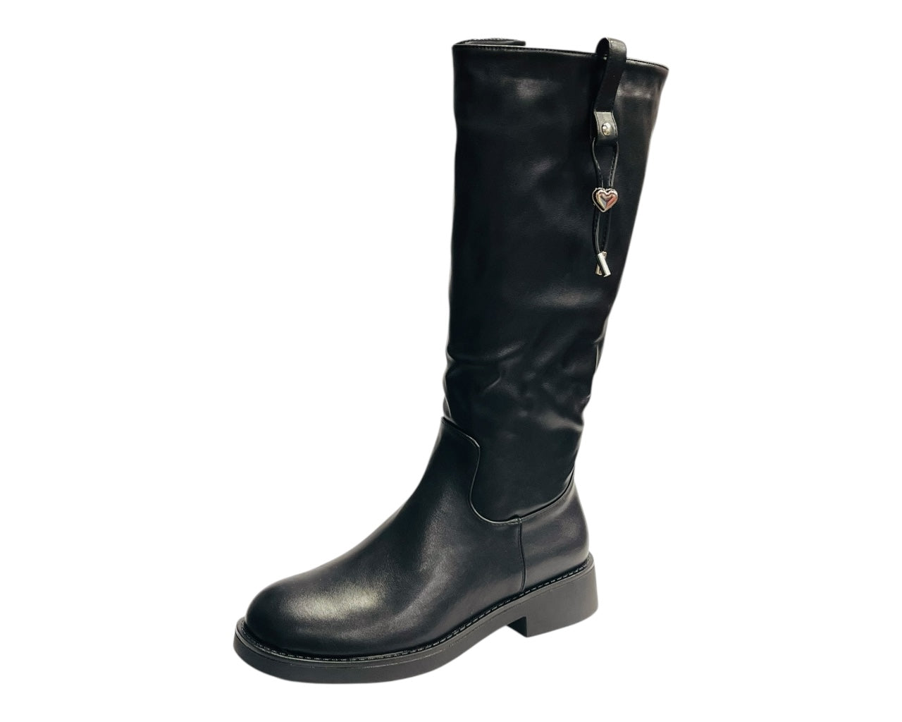 Faux Leather Zip Mid Calf Full Zip Boots