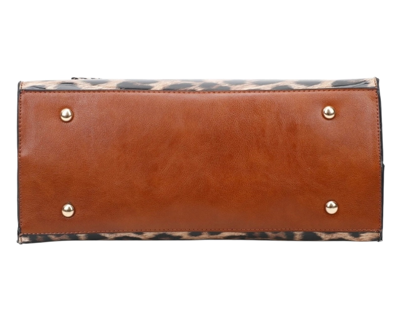 Faux Patent Leopard Print Crossbody Hand Bag