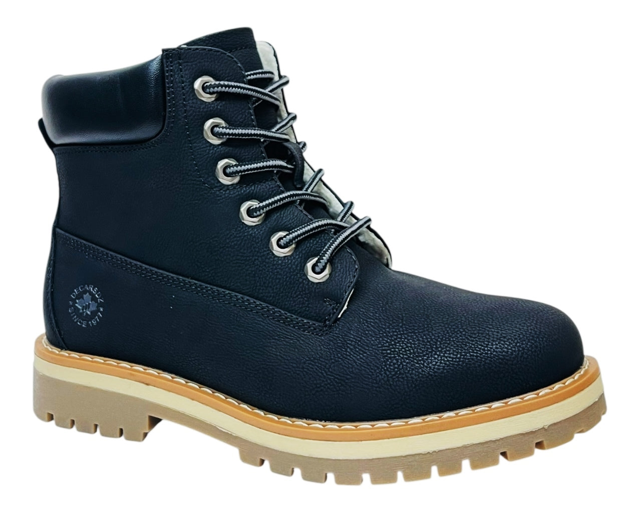 6 Eyelet Faux Leather Lace Up Ankle Boots