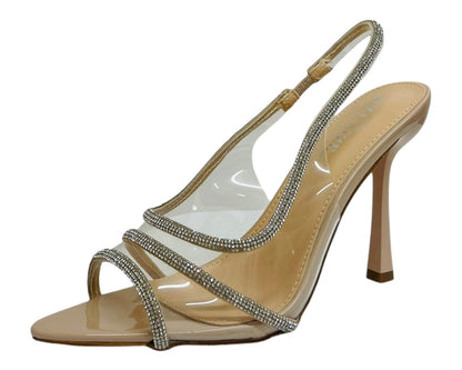 Clear Perspex Diamante Slingback Sandals