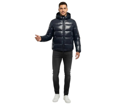 Padded Shiny Removable Hood Puffer Jacket