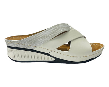 Cross Strap Lightweight Mules Wedge Slider