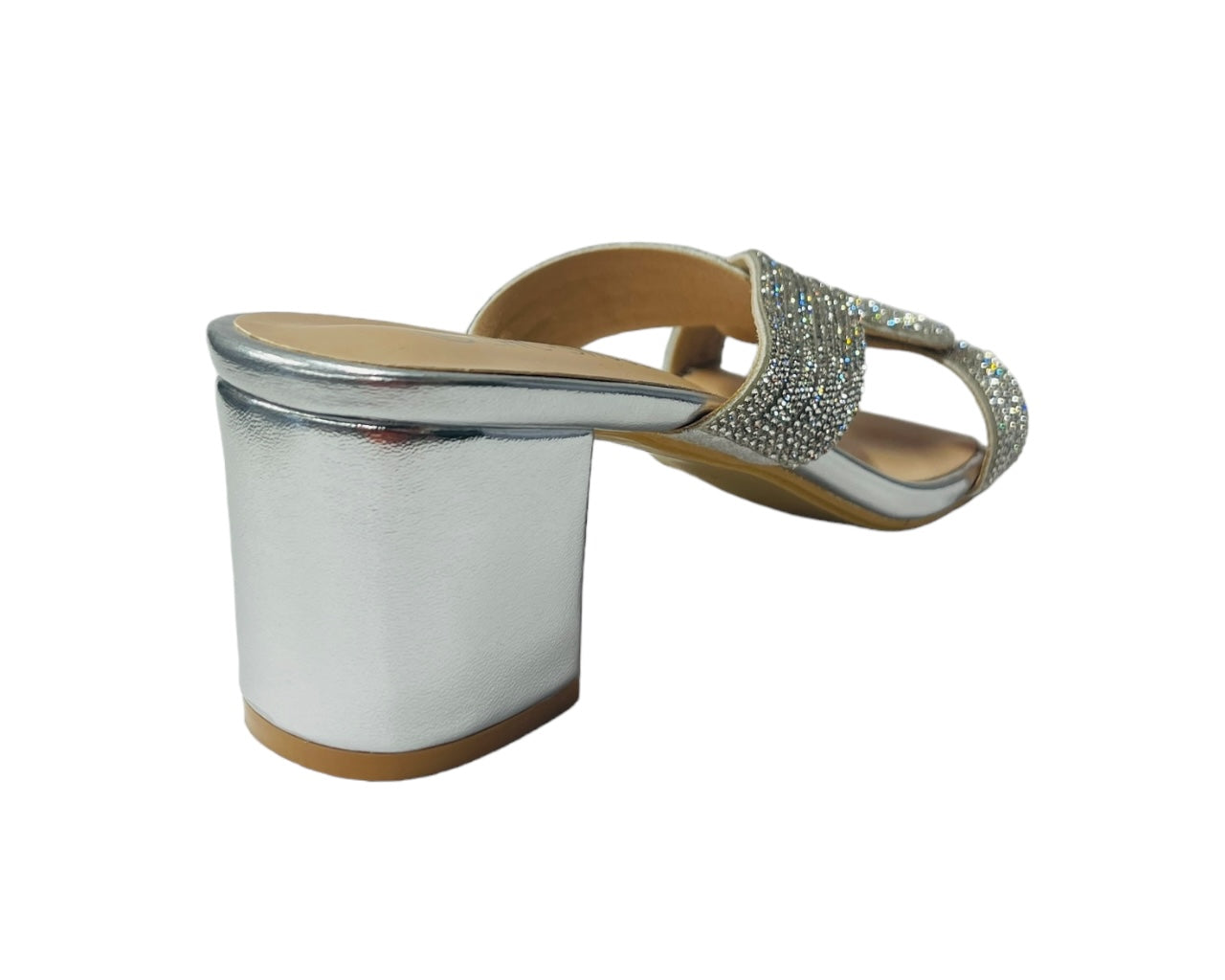 Block Heel Strap Rhinestones Sandals