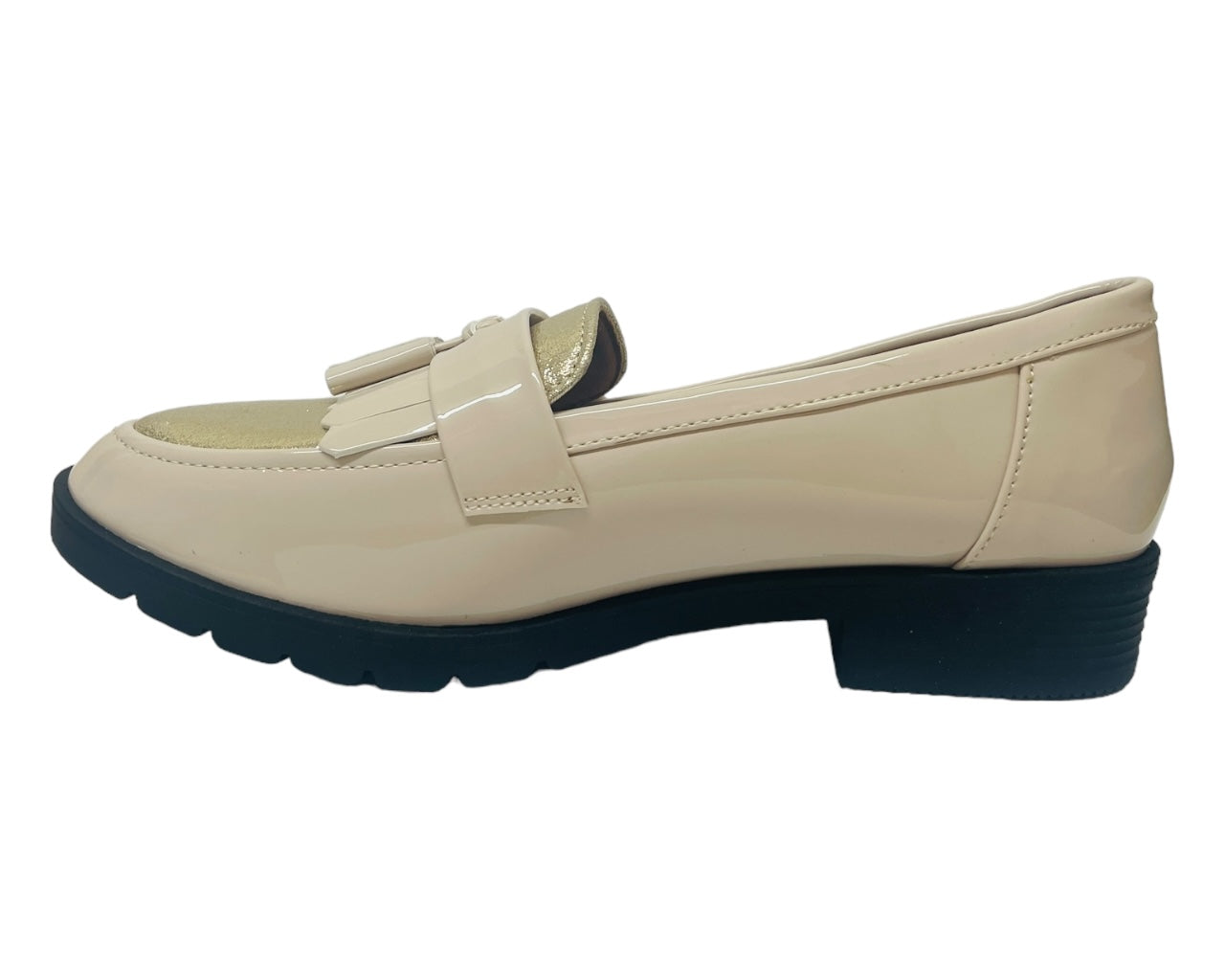 Faux Patent Leather Slip On Tassel Loafers Shoes