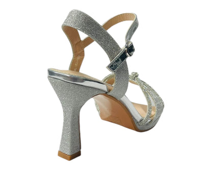 Rhinestone Glitter Ankle Strap Spool Heel Shoes