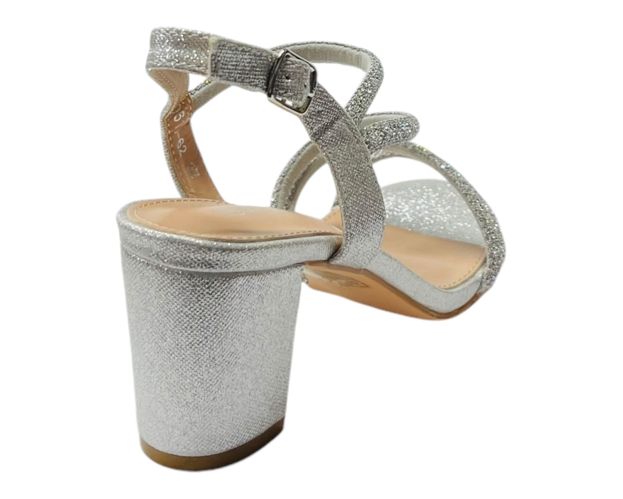 Ankle Strap Rhinestone Glitter Block Heel Shoes