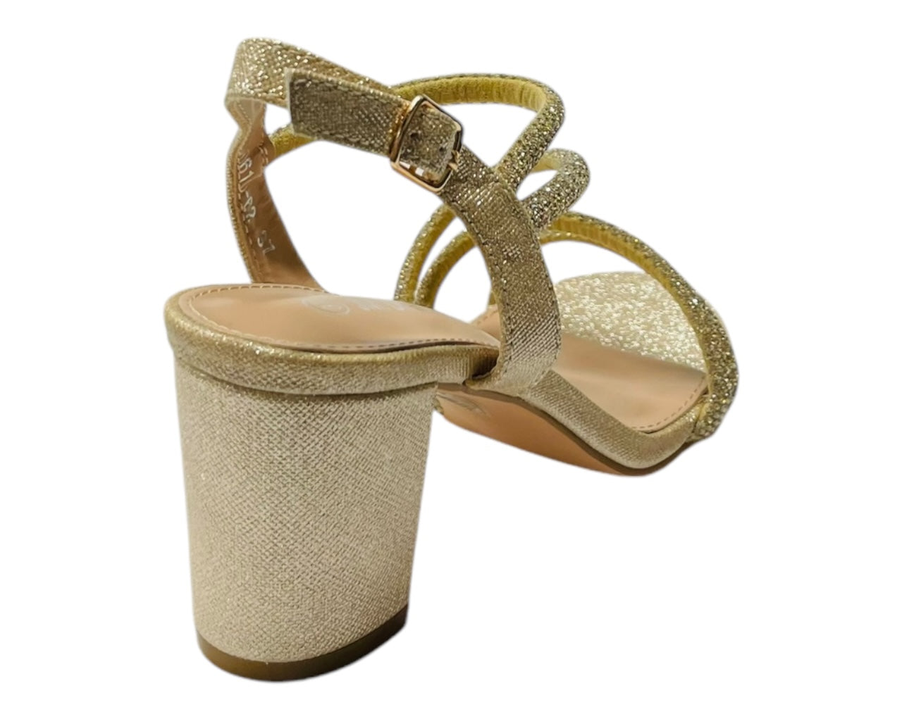 Ankle Strap Rhinestone Glitter Block Heel Shoes