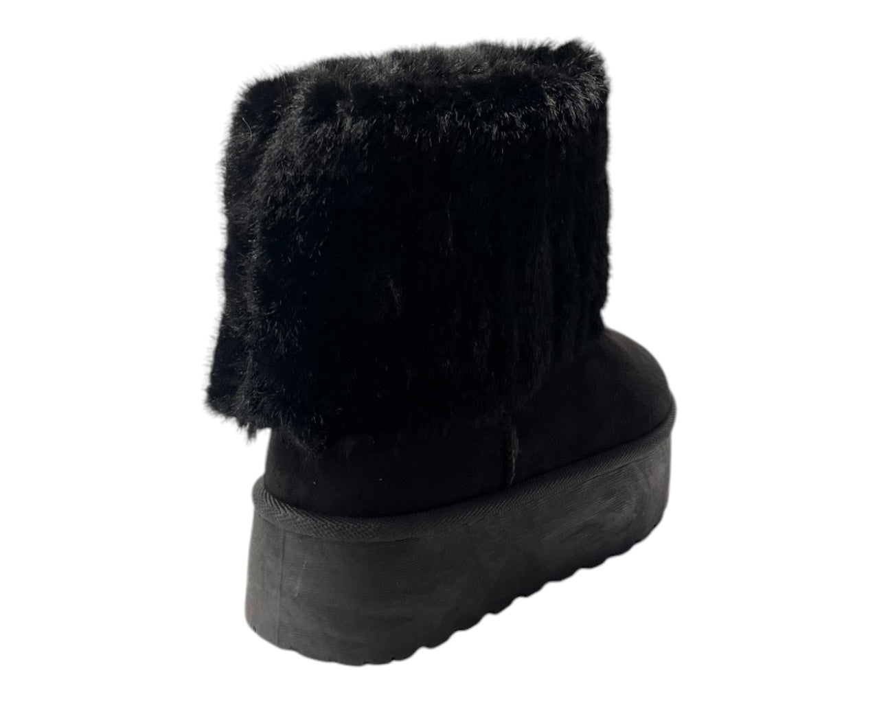 Fold Over Faux Fur Lining Platform Ankle Boots