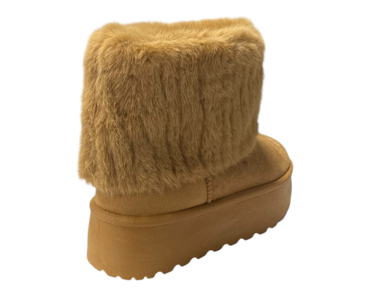 Fold Over Faux Fur Lining Platform Ankle Boots