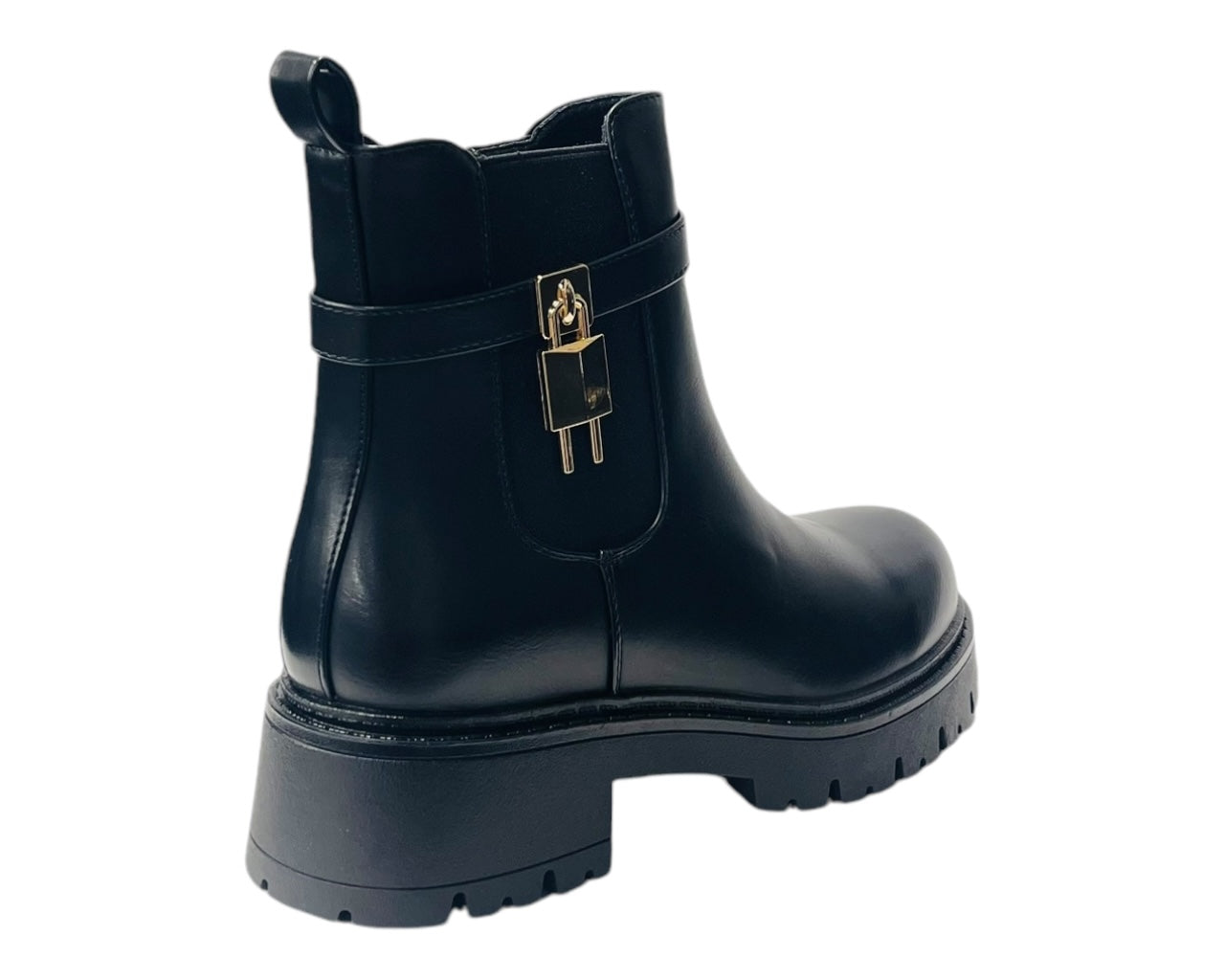Chunky Sole Padlock Chelsea Ankle Boots