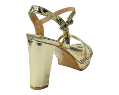 Block Heel Platform Glitter Ankle Strap Shoes