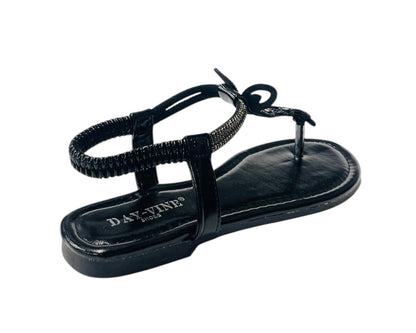 Rhinestone Elastic Ankle Strap Thong Sandals