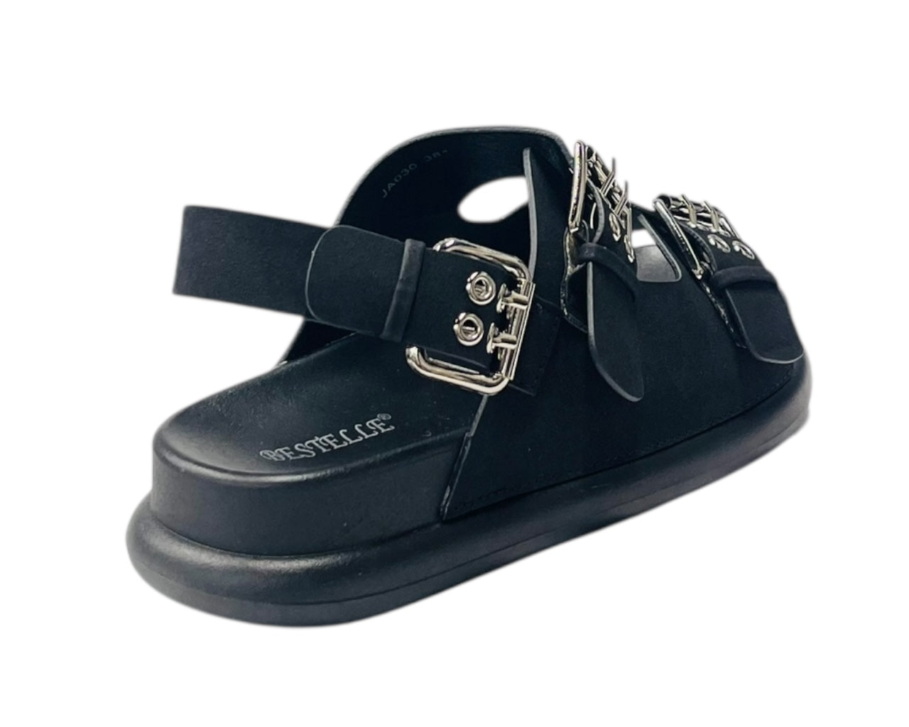 Double Buckle Strap Eyelet Detail Sandals
