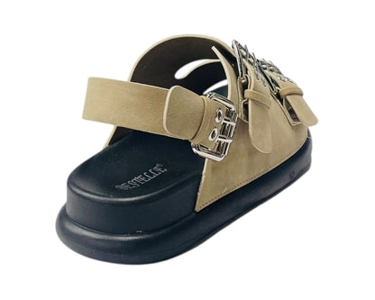 Double Buckle Strap Eyelet Detail Sandals