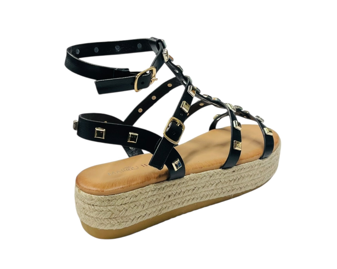 Stud Gladiator Espadrille Platform Sandals