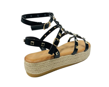 Stud Gladiator Espadrille Platform Sandals