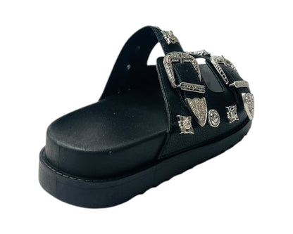 Double Strap Buckle Flat Sole Sandals