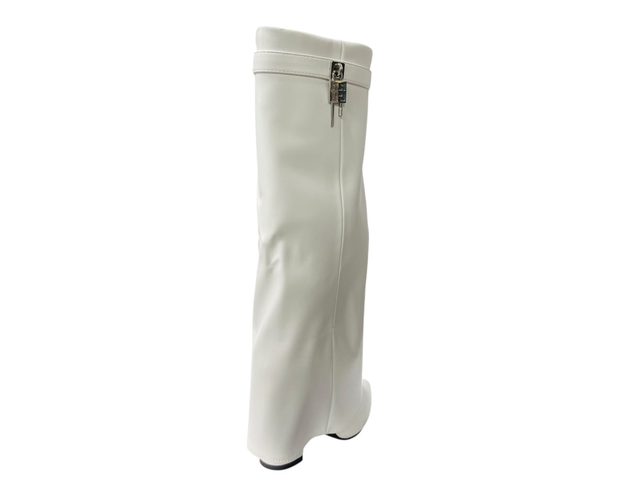 Padlock Details Knee High Fold Over Block Heel Boots
