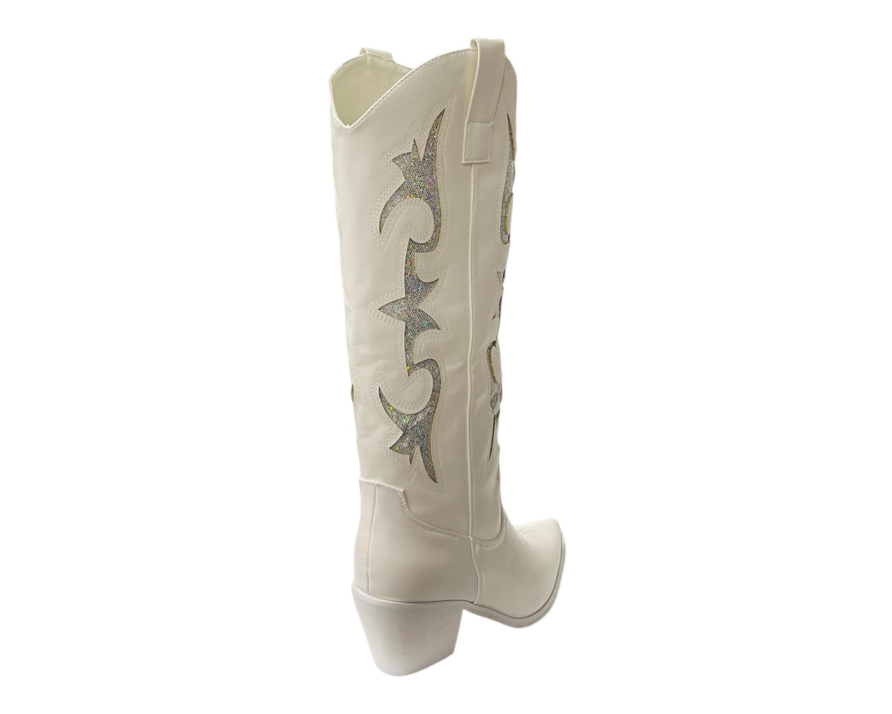 Faux Leather Sequins Embroidery Cowboy Boots