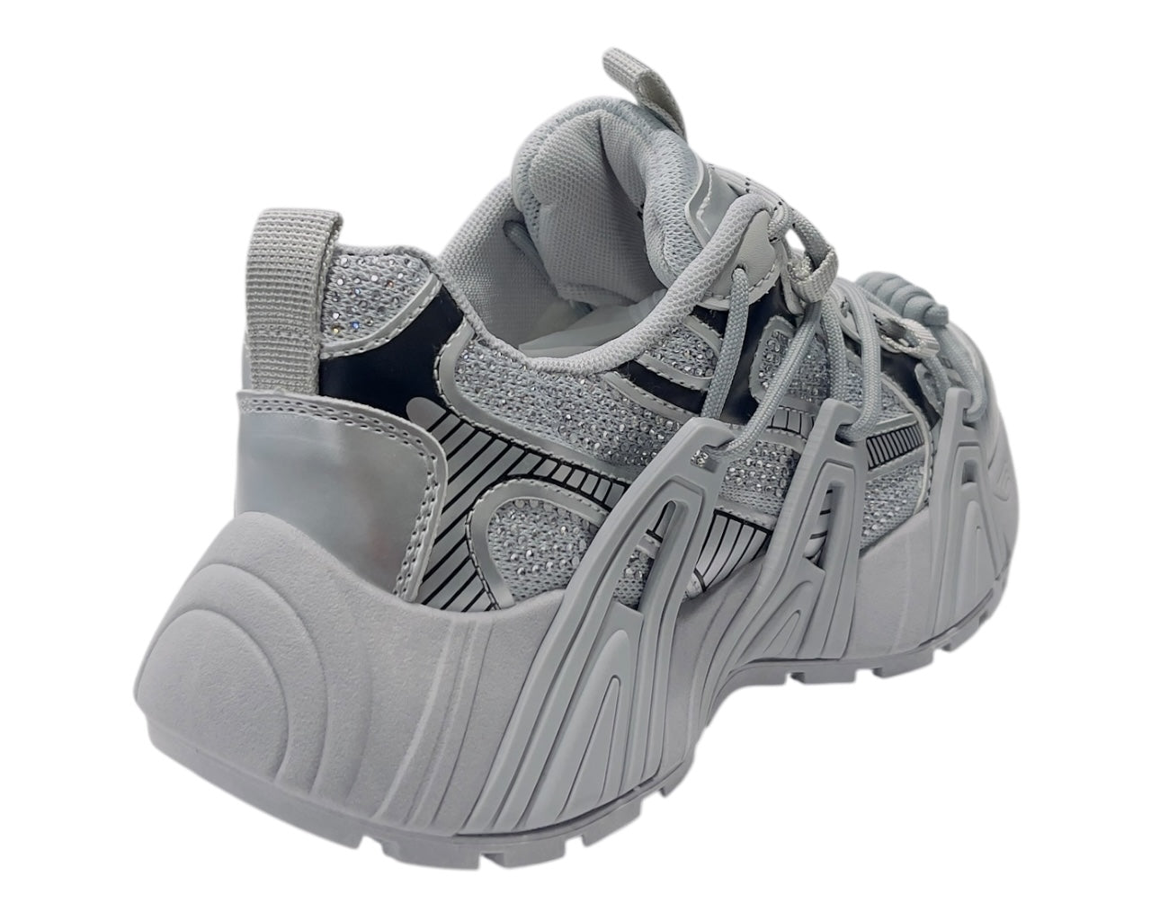 Chunky Sole Rhinestone Lace Up Sports Trainers