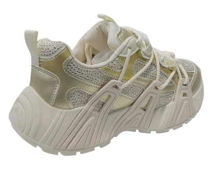Chunky Sole Rhinestone Lace Up Sports Trainers