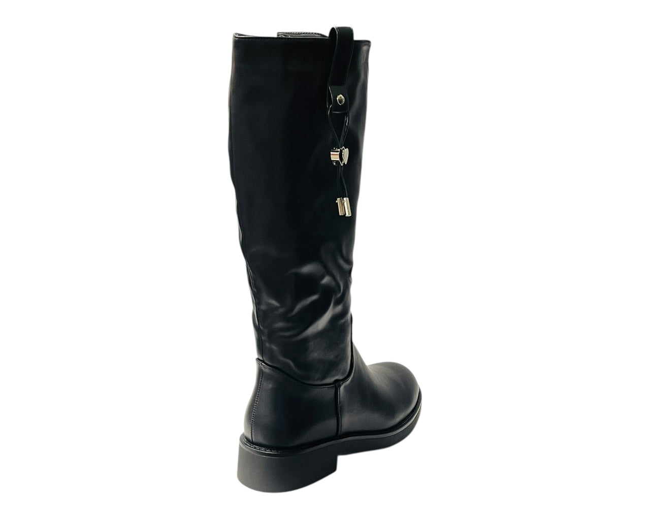 Faux Leather Zip Mid Calf Full Zip Boots