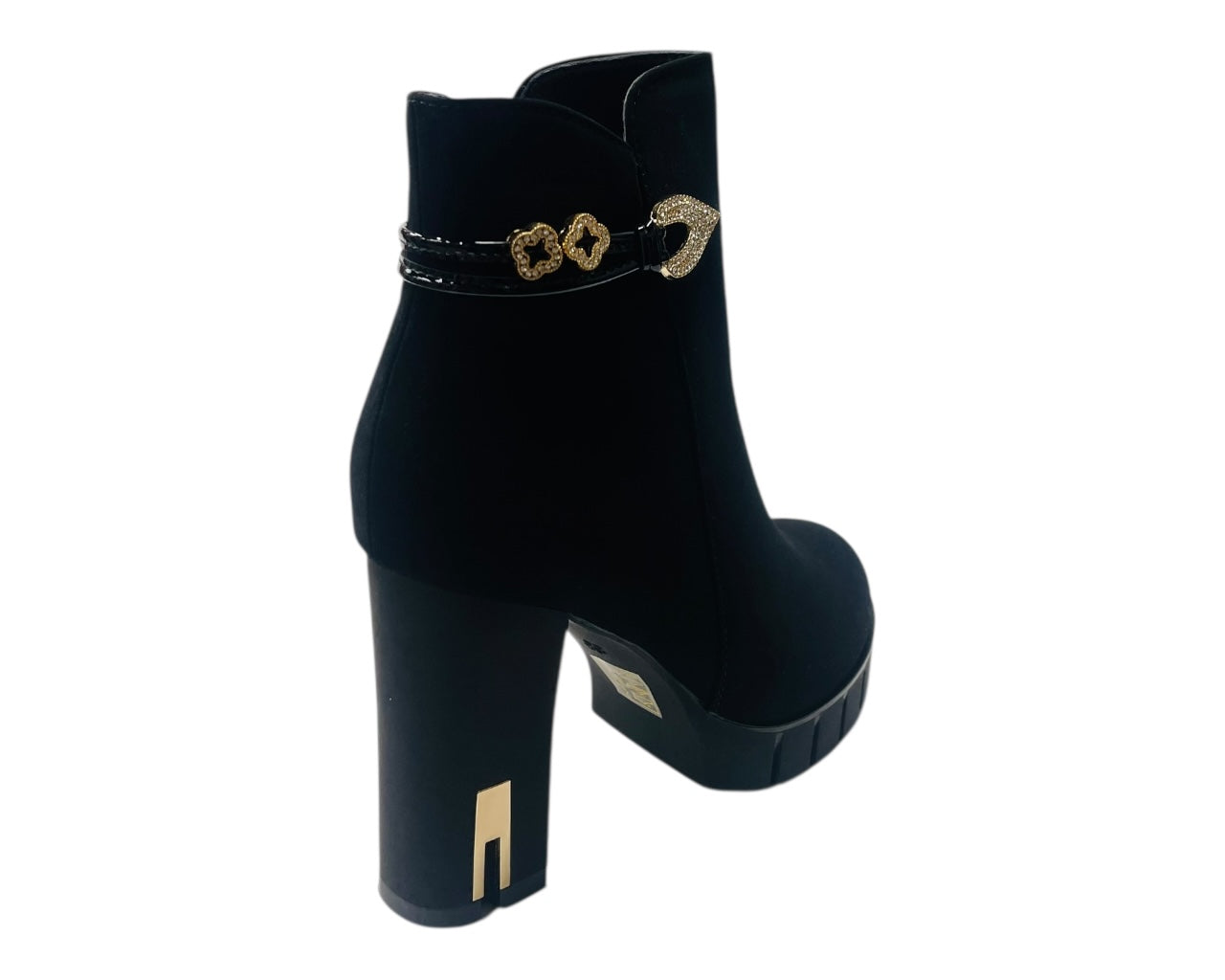 Block Heel Faux Suede Zip Ankle Boots