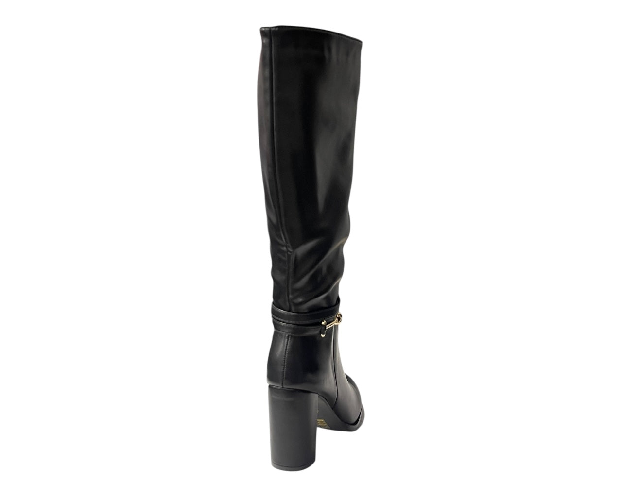 Round Toe Faux Leather Block Heel Knee High Boots