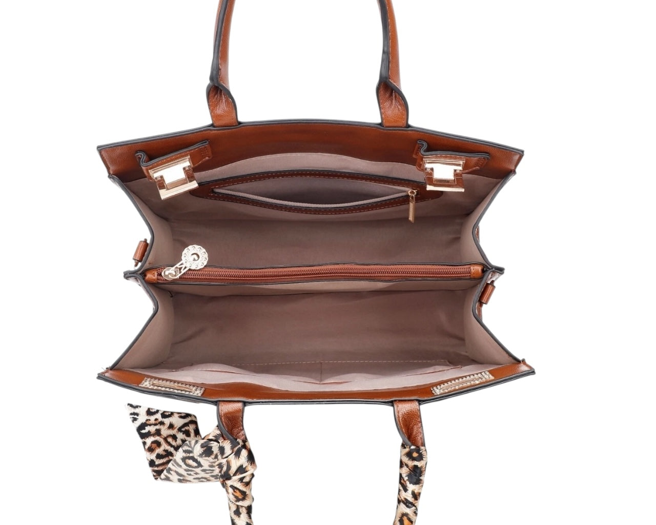 Faux Patent Leopard Print Crossbody Hand Bag