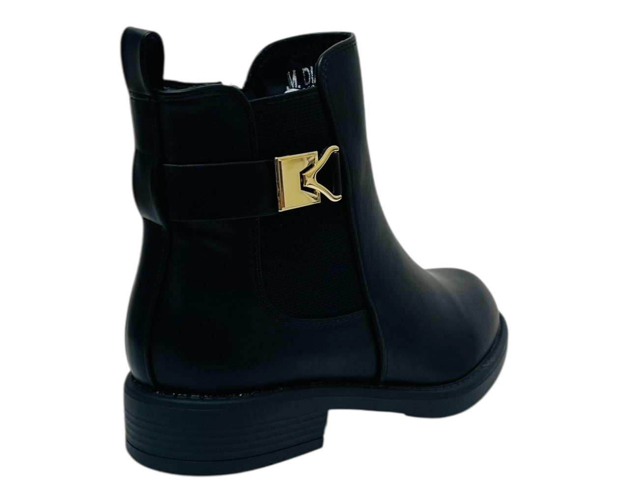 Flat Sole Elastic Panel Faux Leather Zip Ankle Boots