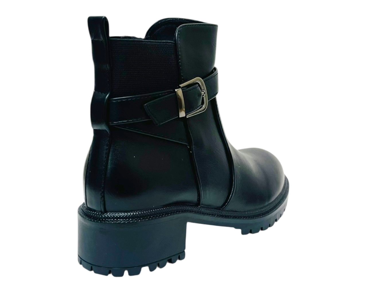 Elastic Panel Faux Leather Zip Ankle Boots