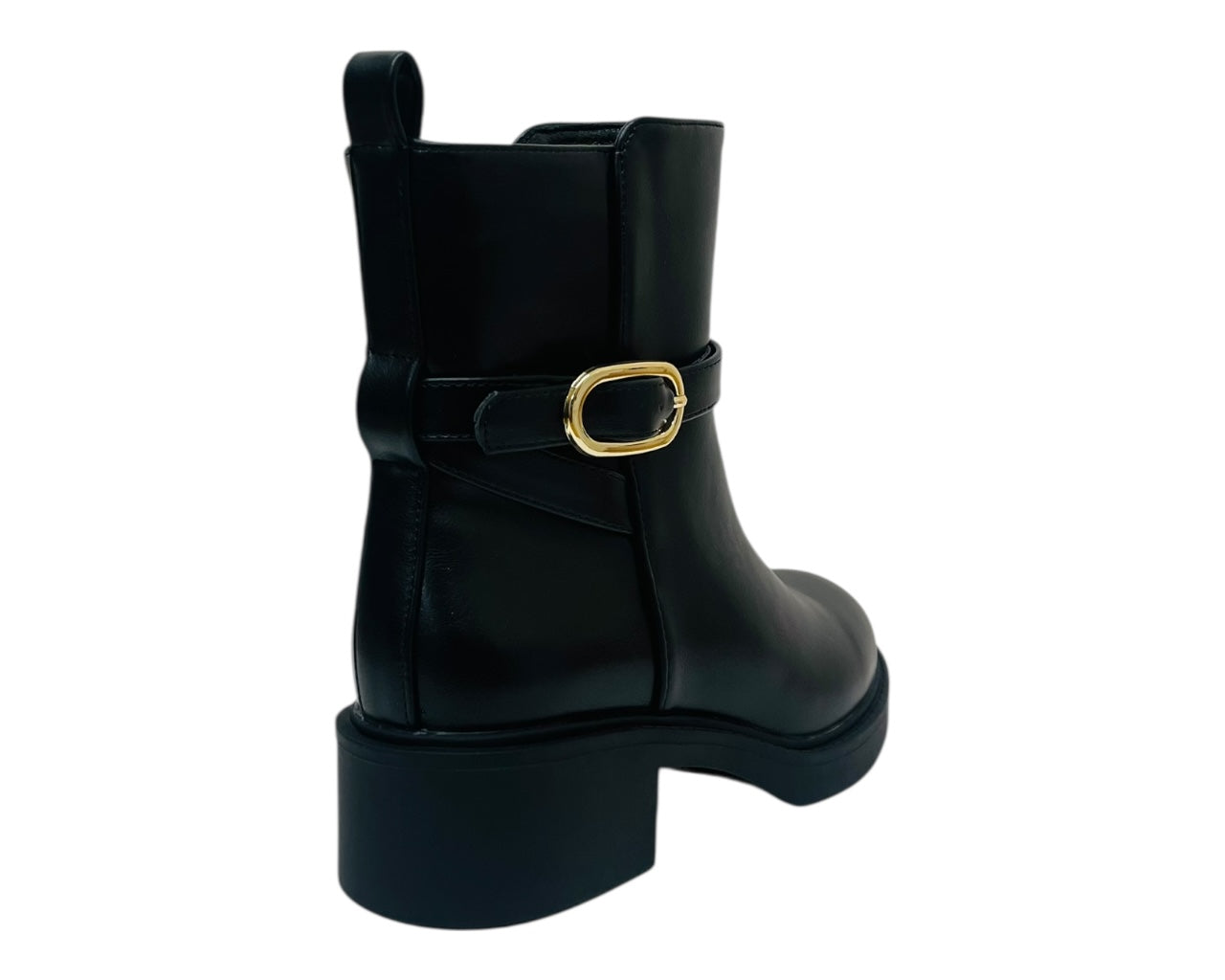 Faux Leather Zip Smart Ankle Boots