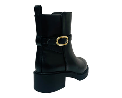 Faux Leather Zip Smart Ankle Boots