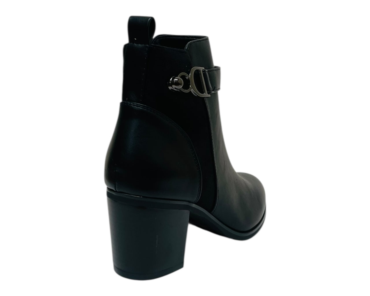 Faux Leather Block Heel Ankle Boots