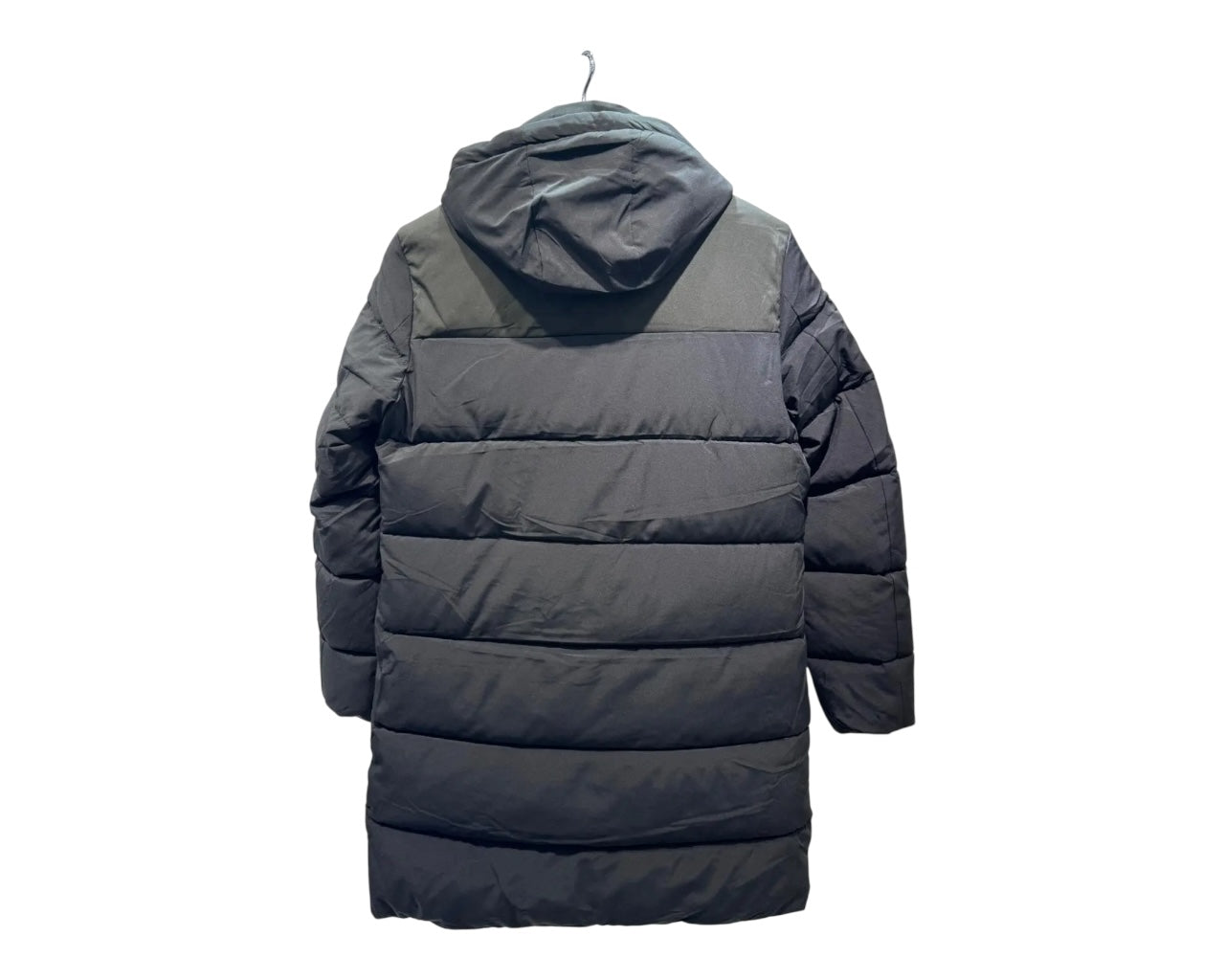 Padded Full Zip Removable Hood Long Puffer Jacket