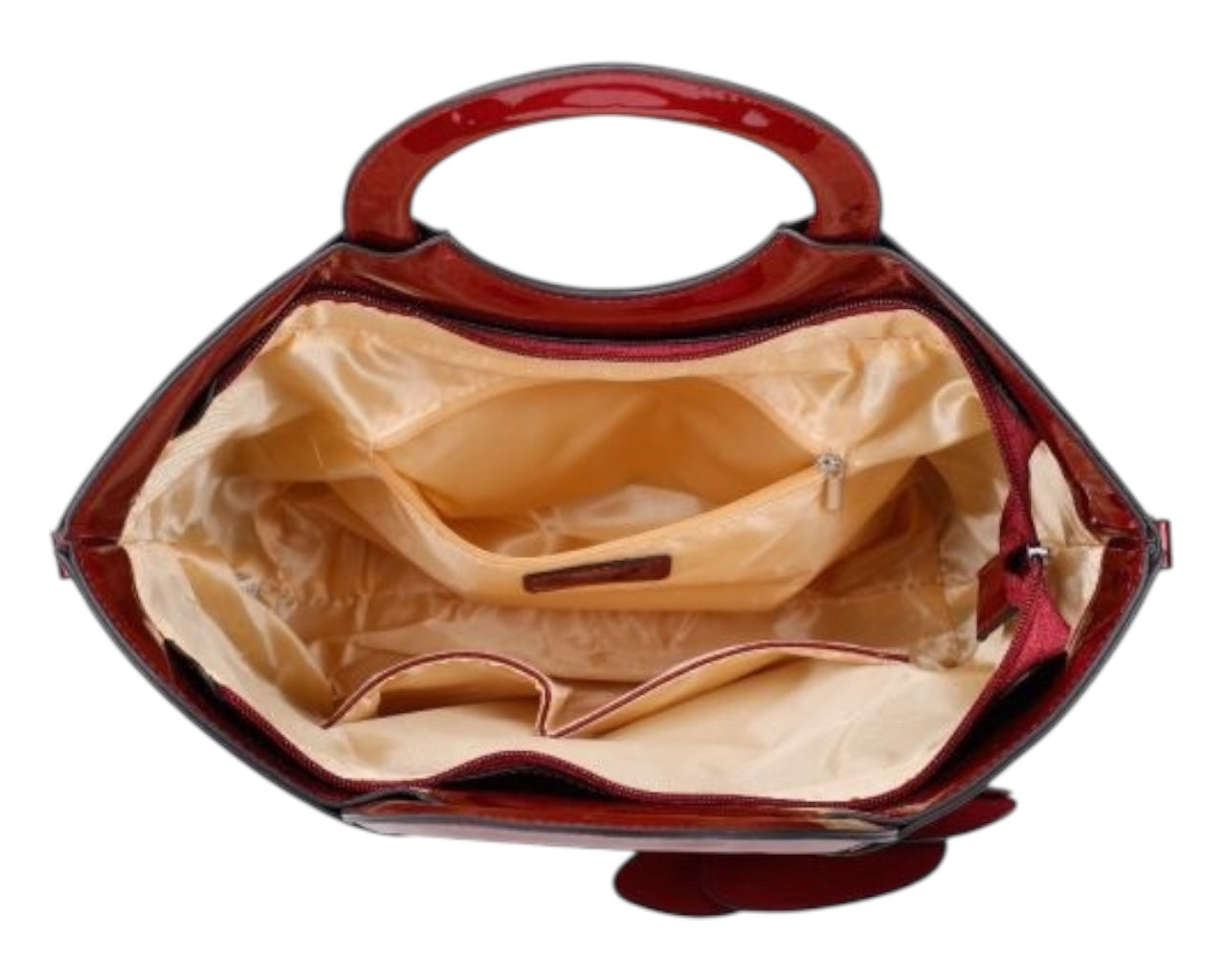 Faux Patent Floral Embellished Top Handles Large Shoulder Bag