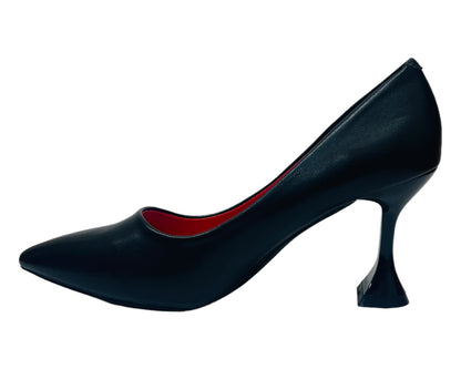 Faux Leather Spool Heel Court Shoes