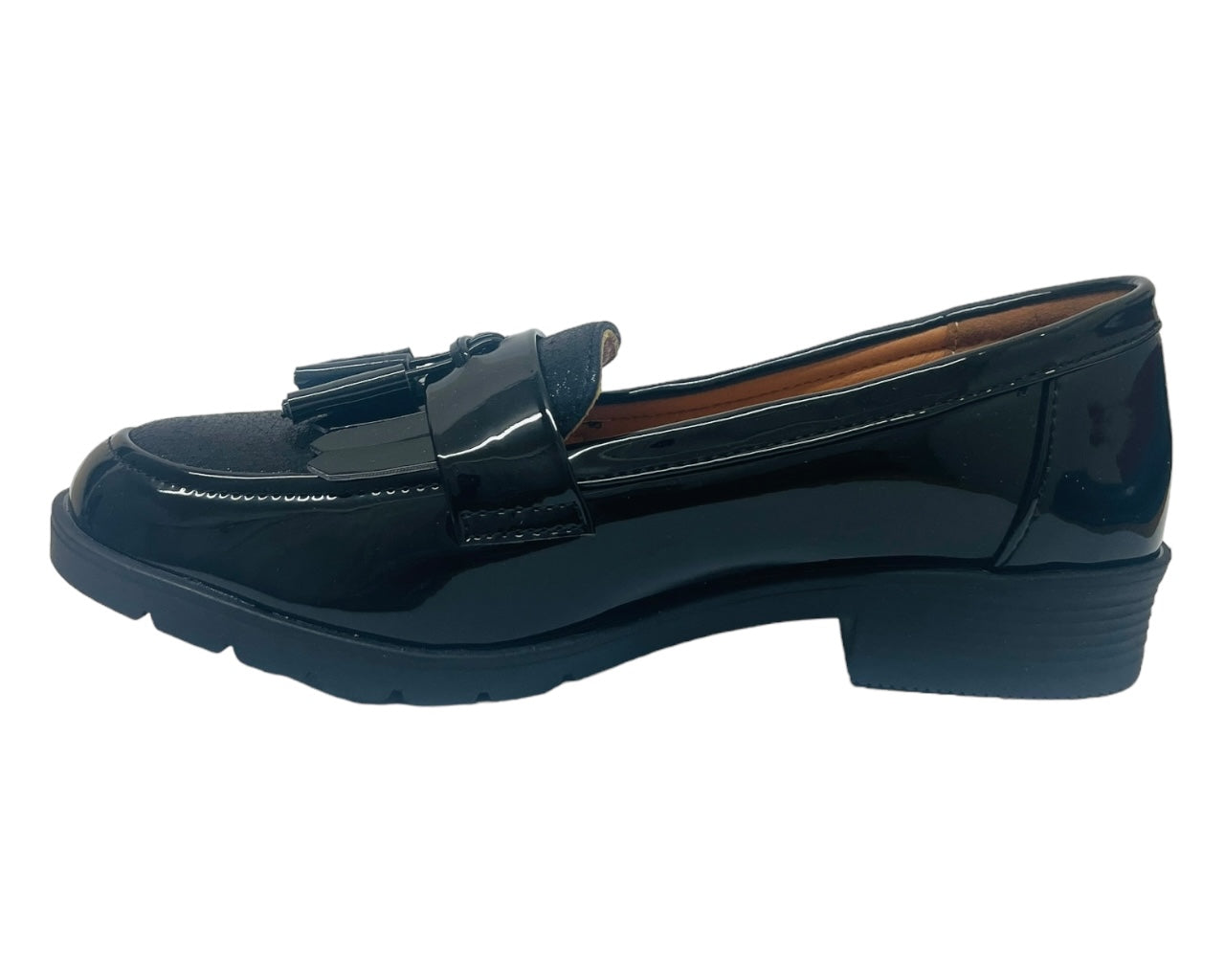 Faux Patent Leather Slip On Tassel Loafers Shoes