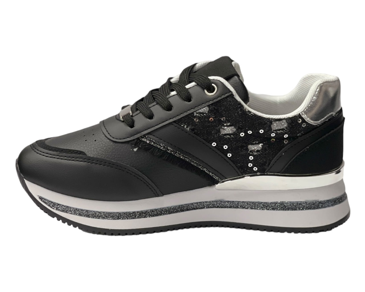 Faux Leather Chunky Sole Lace Up Trainers