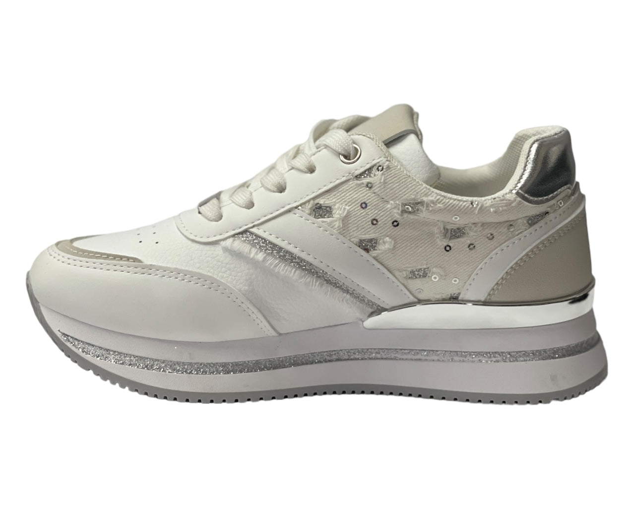 Faux Leather Chunky Sole Lace Up Trainers