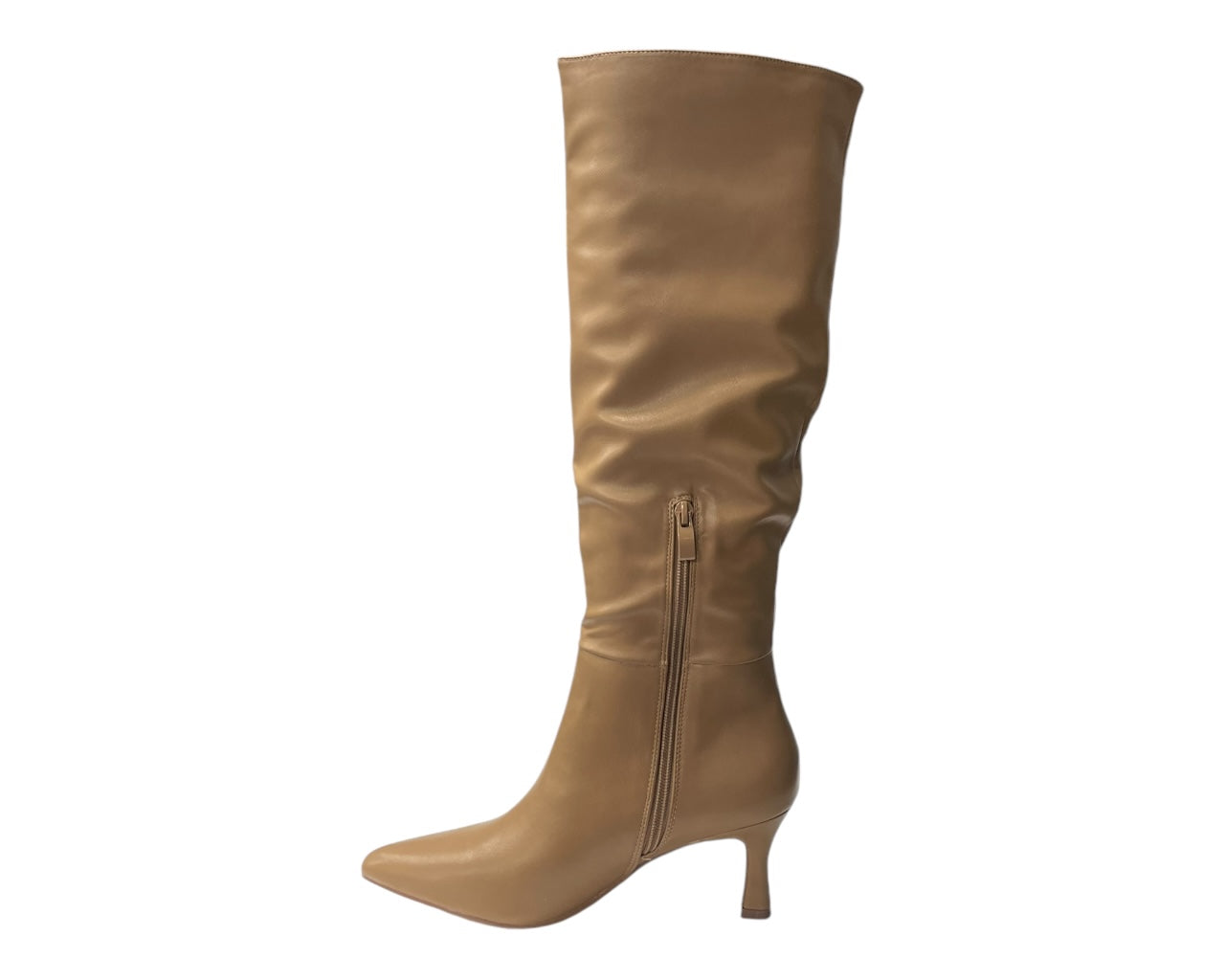 Faux Leather Knee High Zip Boots