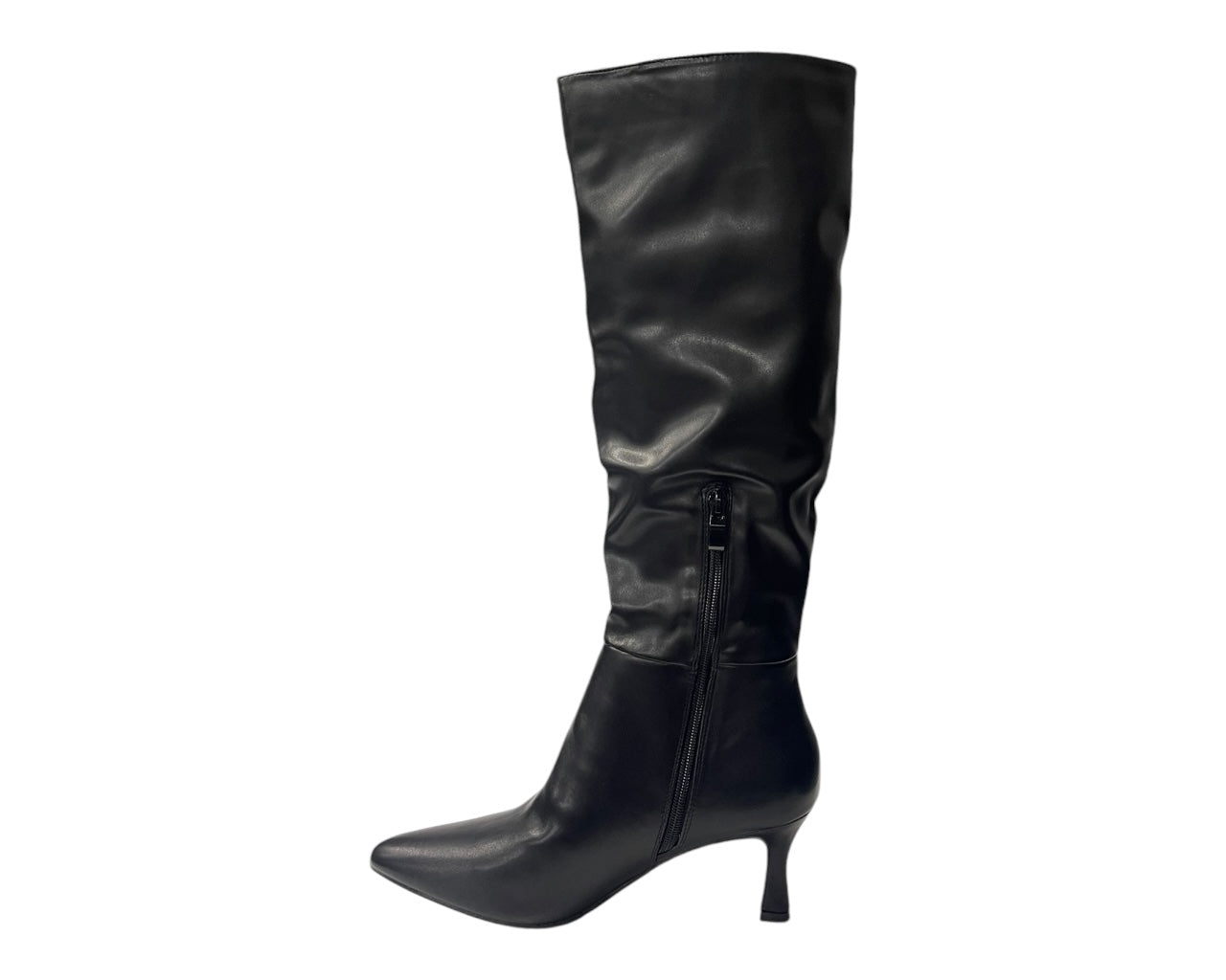 Faux Leather Knee High Zip Boots