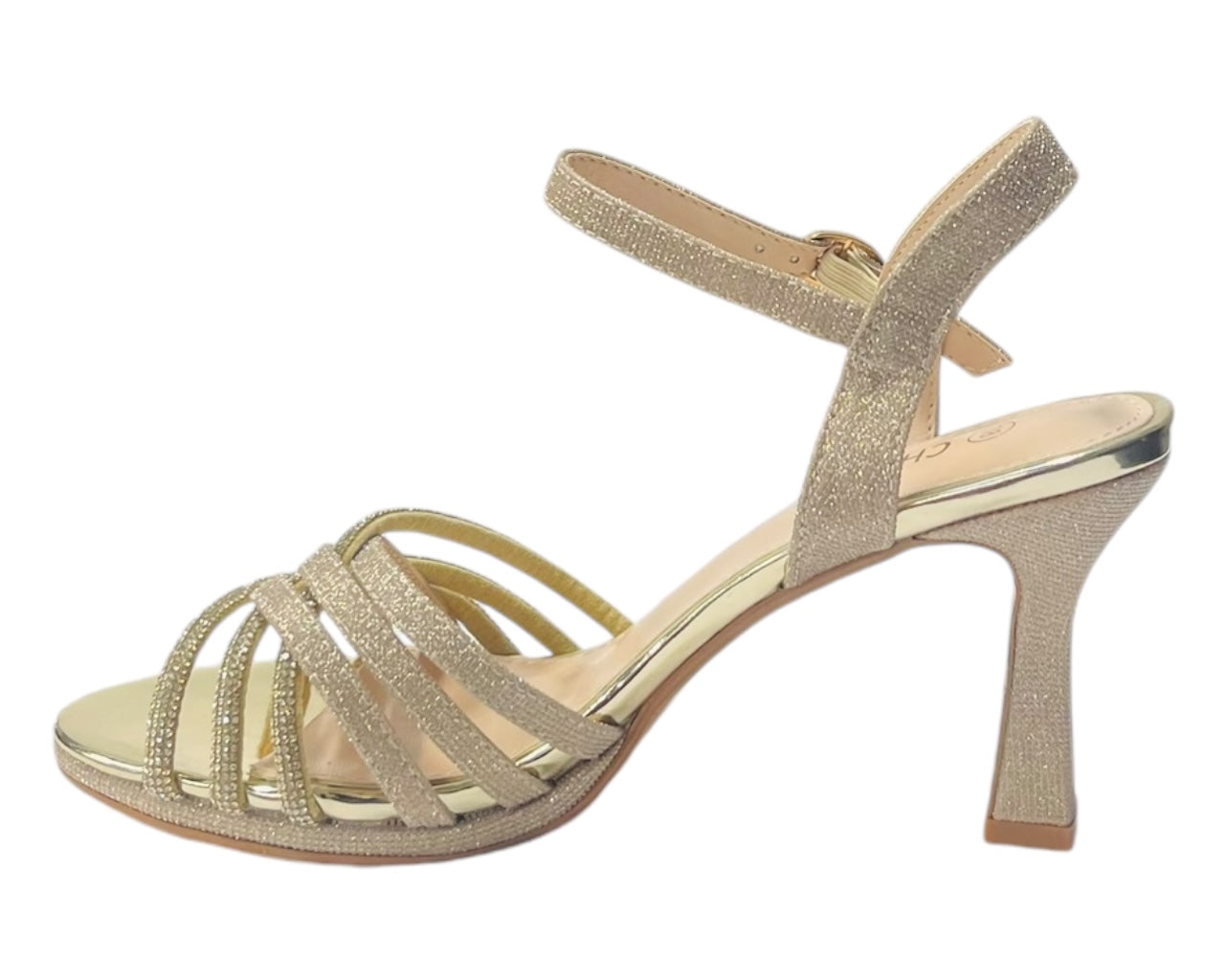 Crossover Rhinestone Glitter Strap Open Toe Shoes