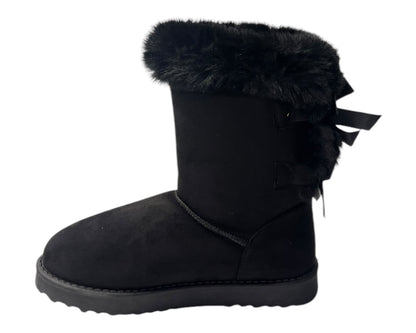 Pull On Faux Fur Lined Ankle Boots