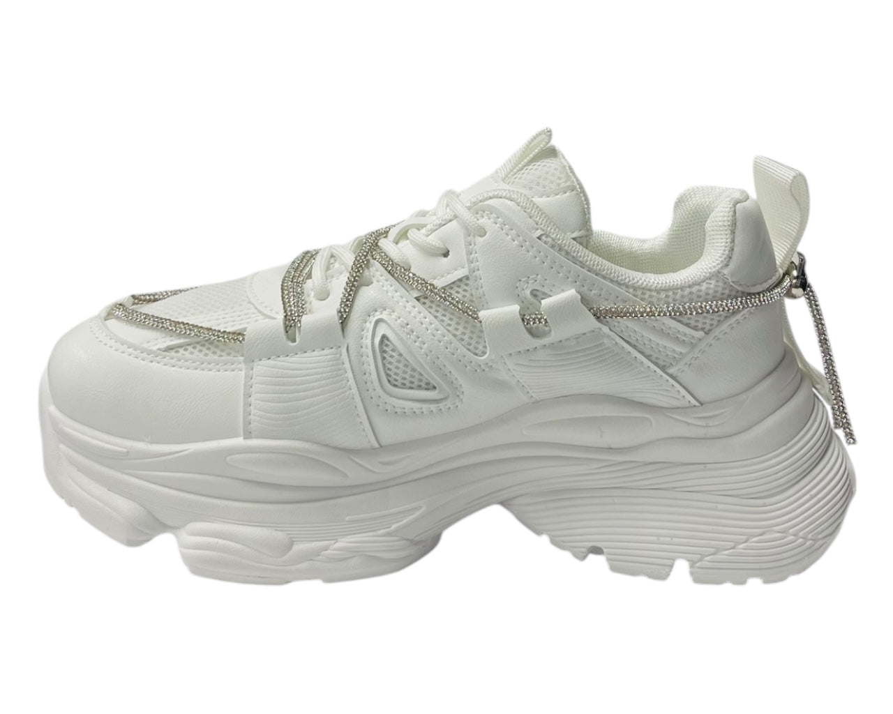 Chunky Sole Rhinestone Lace Up Sports Trainers