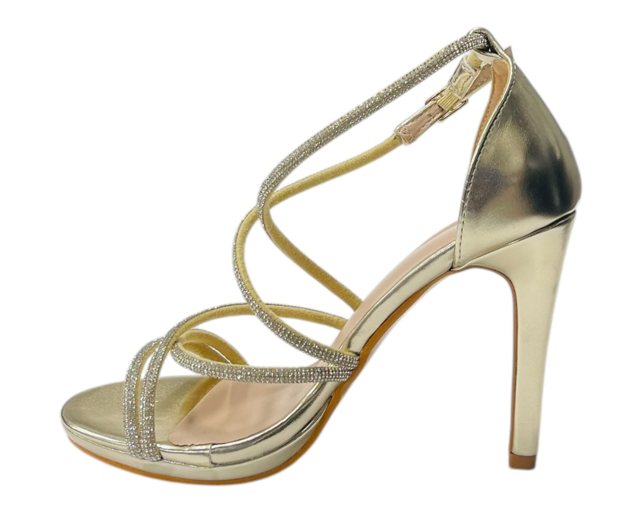 Crossover Stiletto Heel Diamante Strappy Shoes
