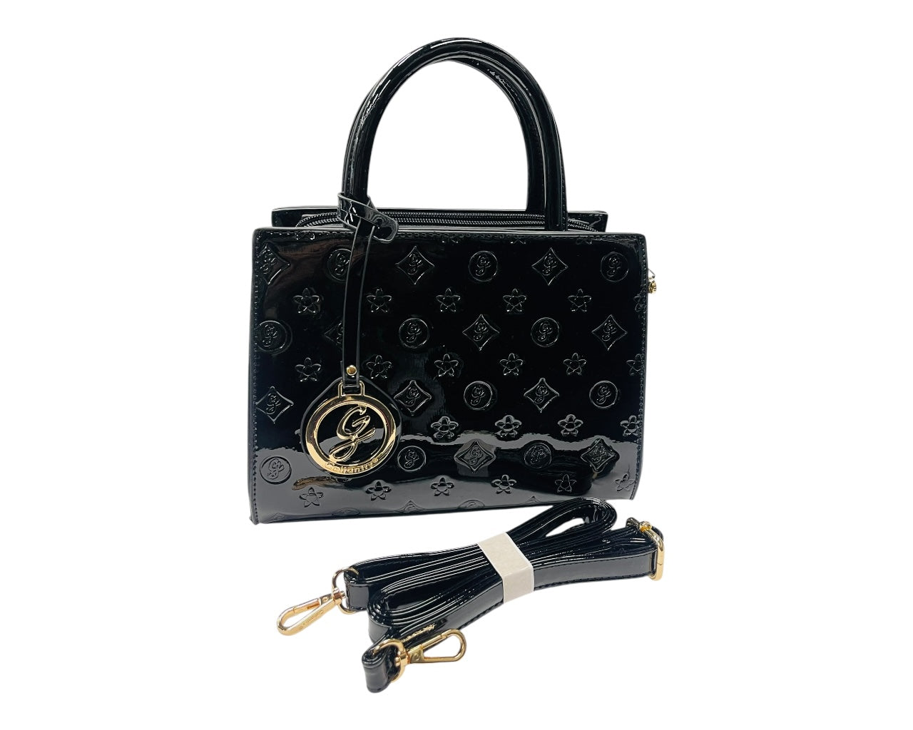 Faux Patent Handbag Tote Bag
