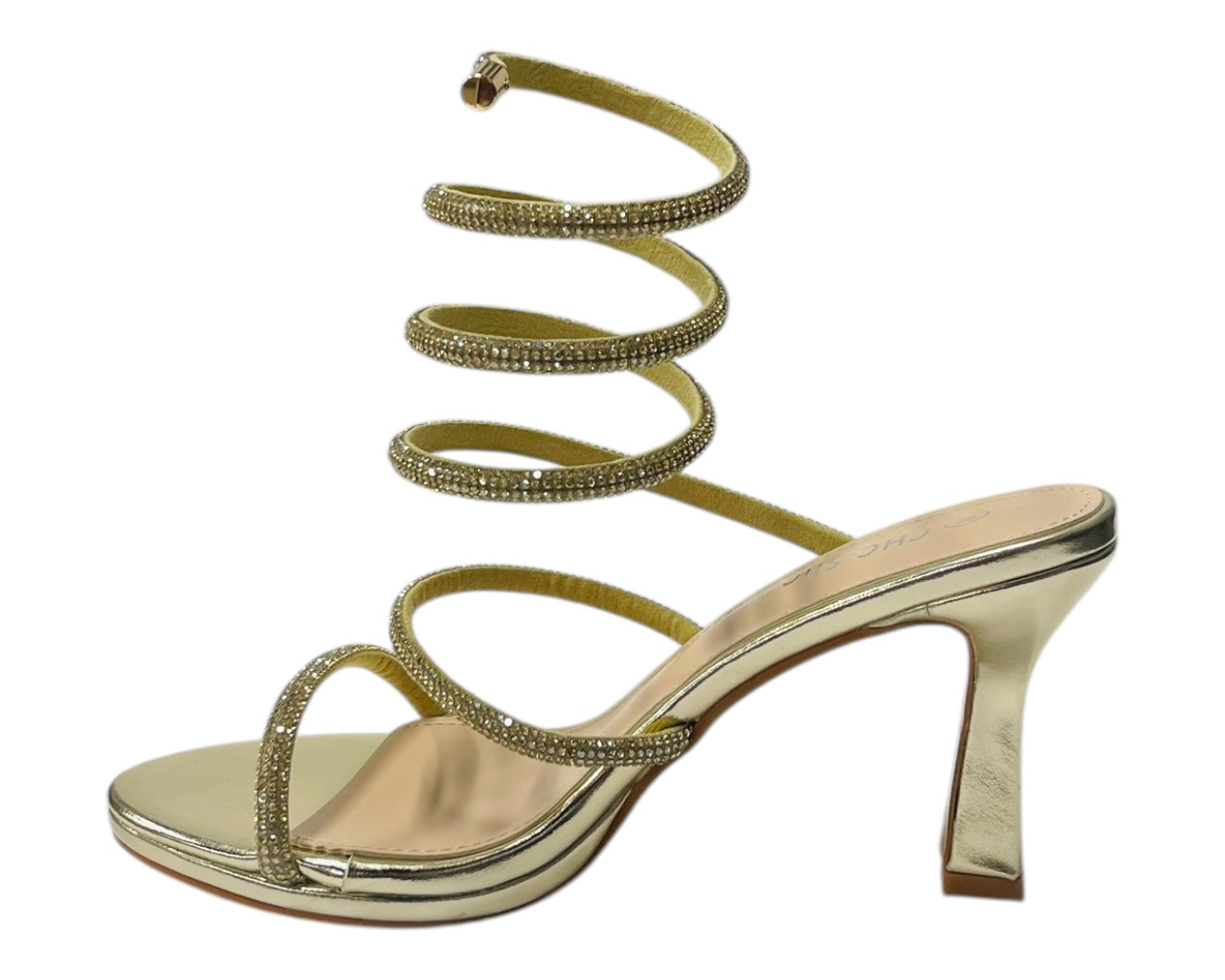 Diamante Snake Anklet Round Toe Sandals