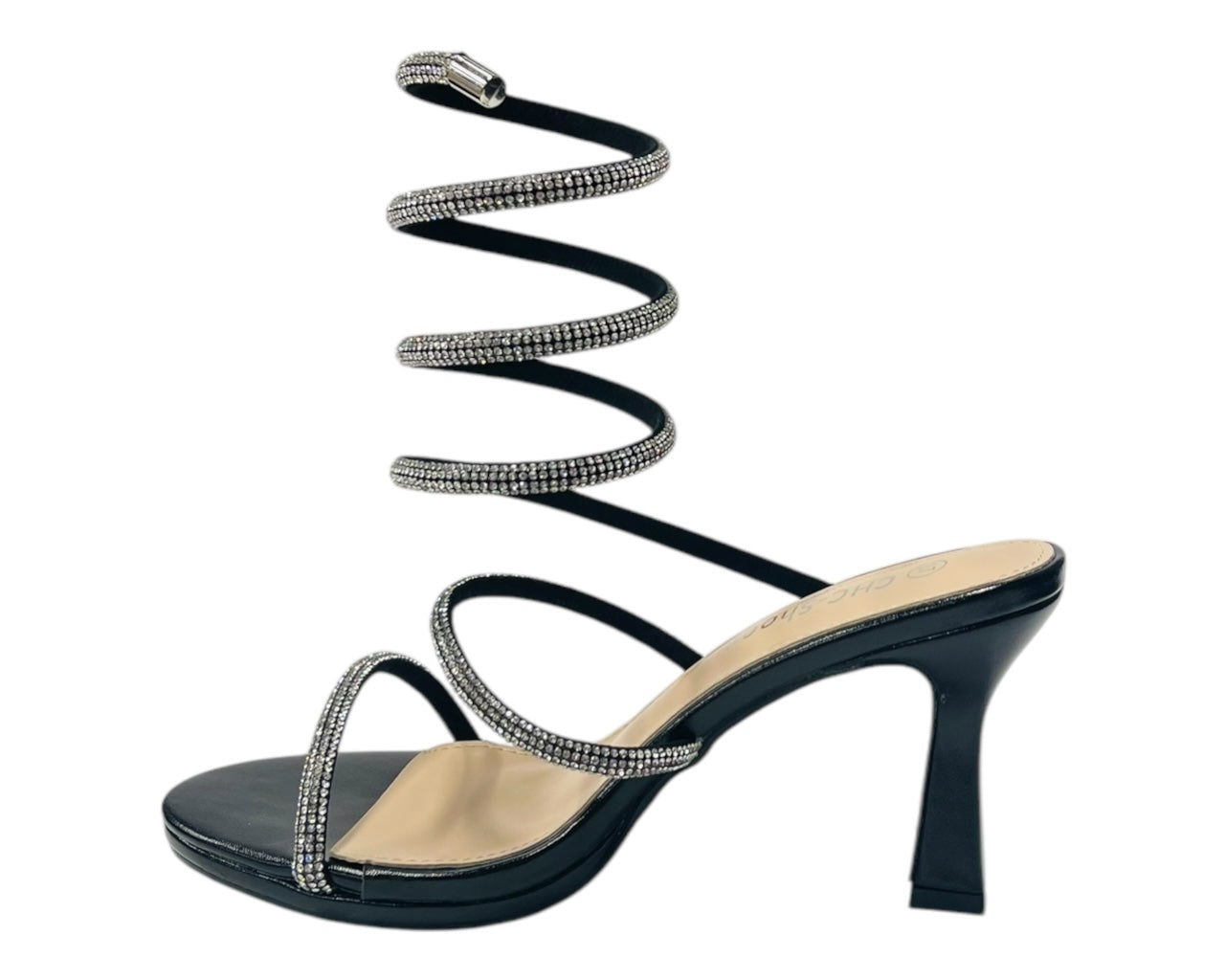 Diamante Snake Anklet Round Toe Sandals